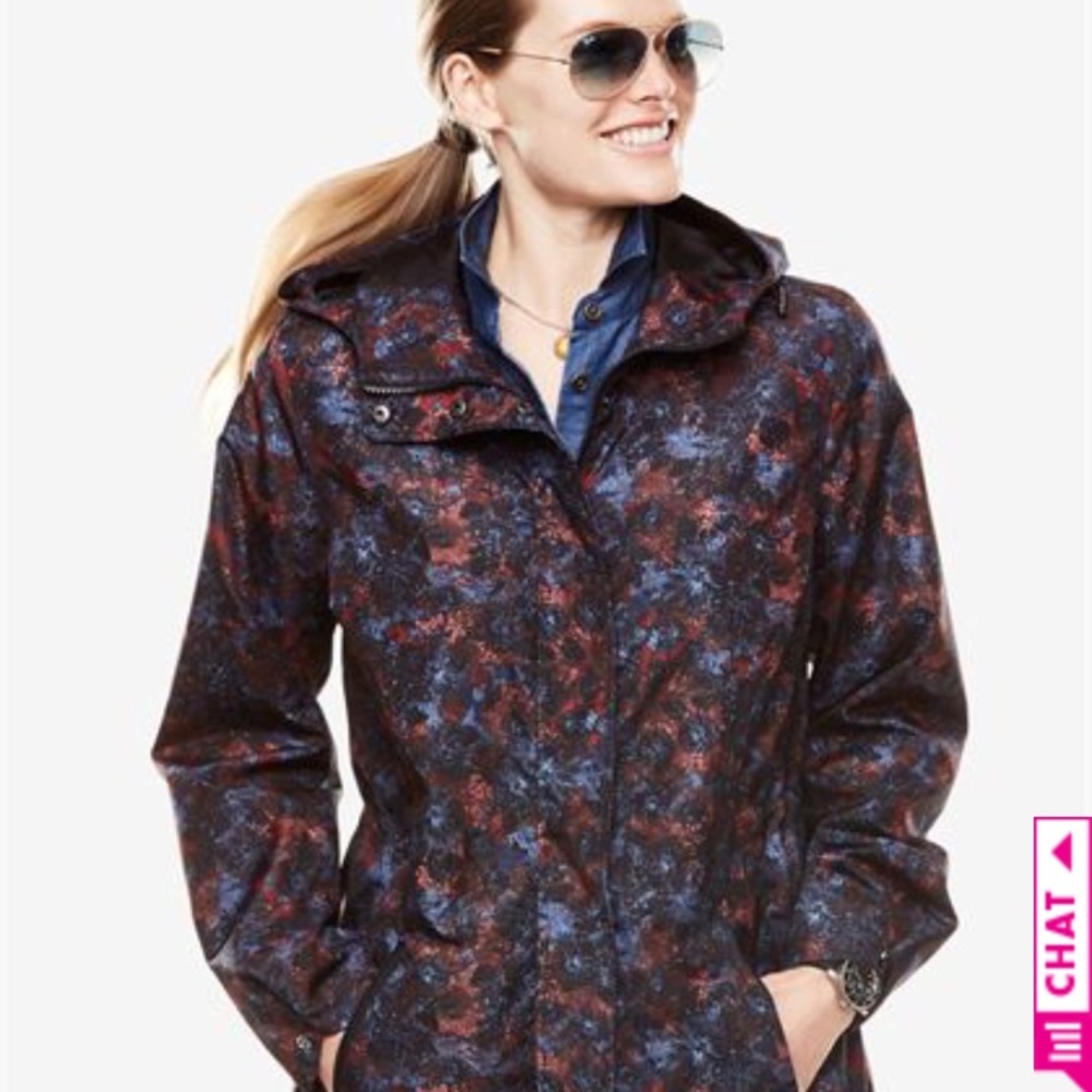 Woman Within (PLUS) Multi Color Rain Jacket BNWOT